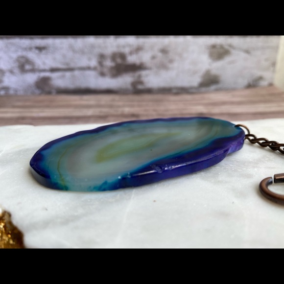 Stunning Blue and Green Agate Keychain 💙💚 - Picture 3 of 5